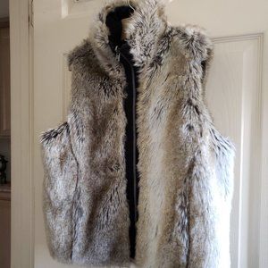 Faux fox fur vest reversible